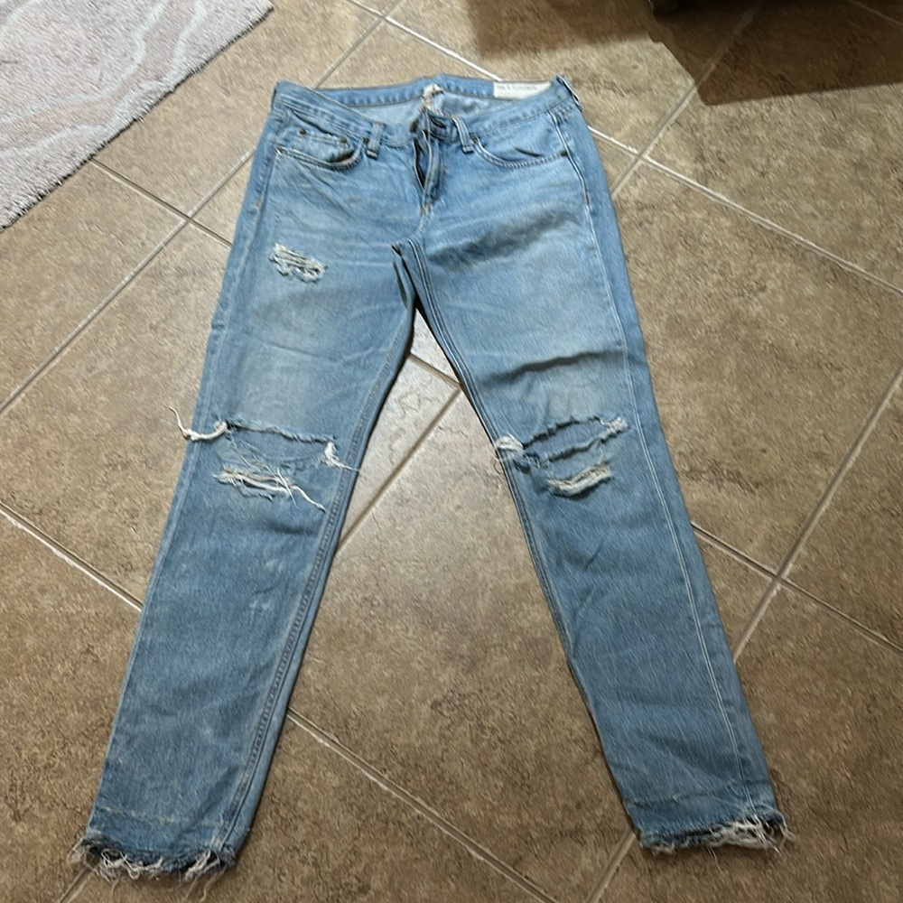 Rag and Bone denim.. distressed denim ; boyfriend cut